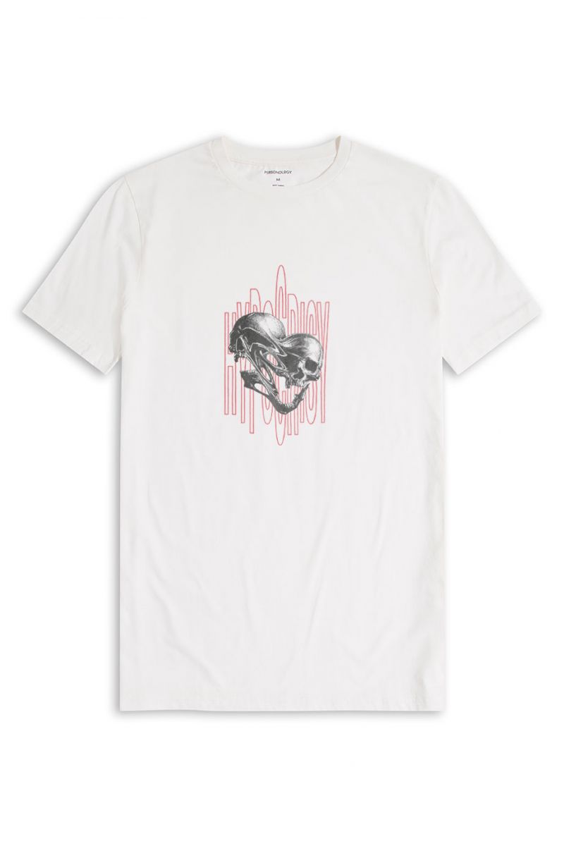 Off White Soft Fabric Hypocricy Design Short Sleeve Tee