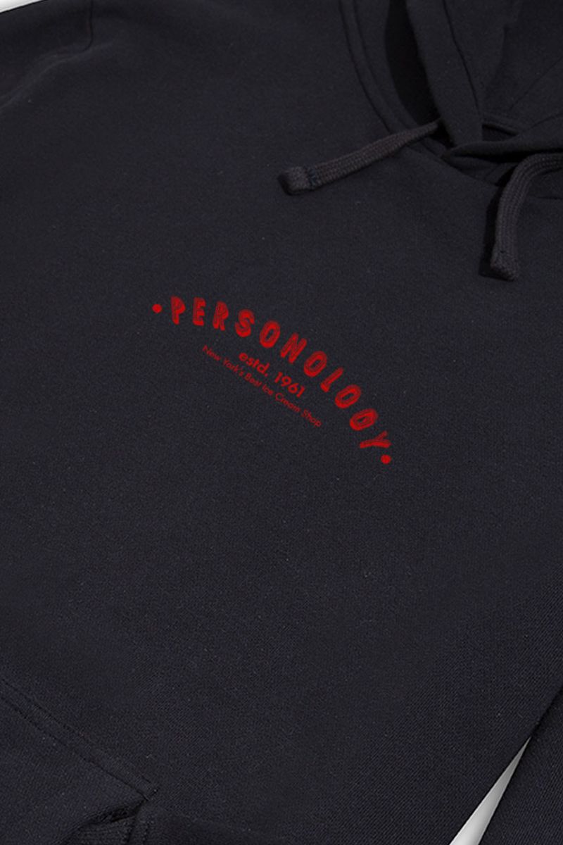 Black Premium Cotton Ice Cream Shop Design Pullover Hoodie