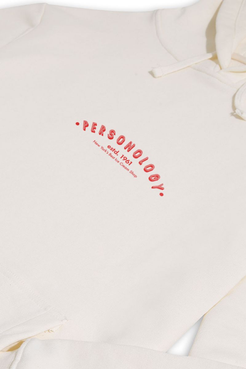 Ecru Premium Cotton Ice Cream Shop Design Pullover Hoodie