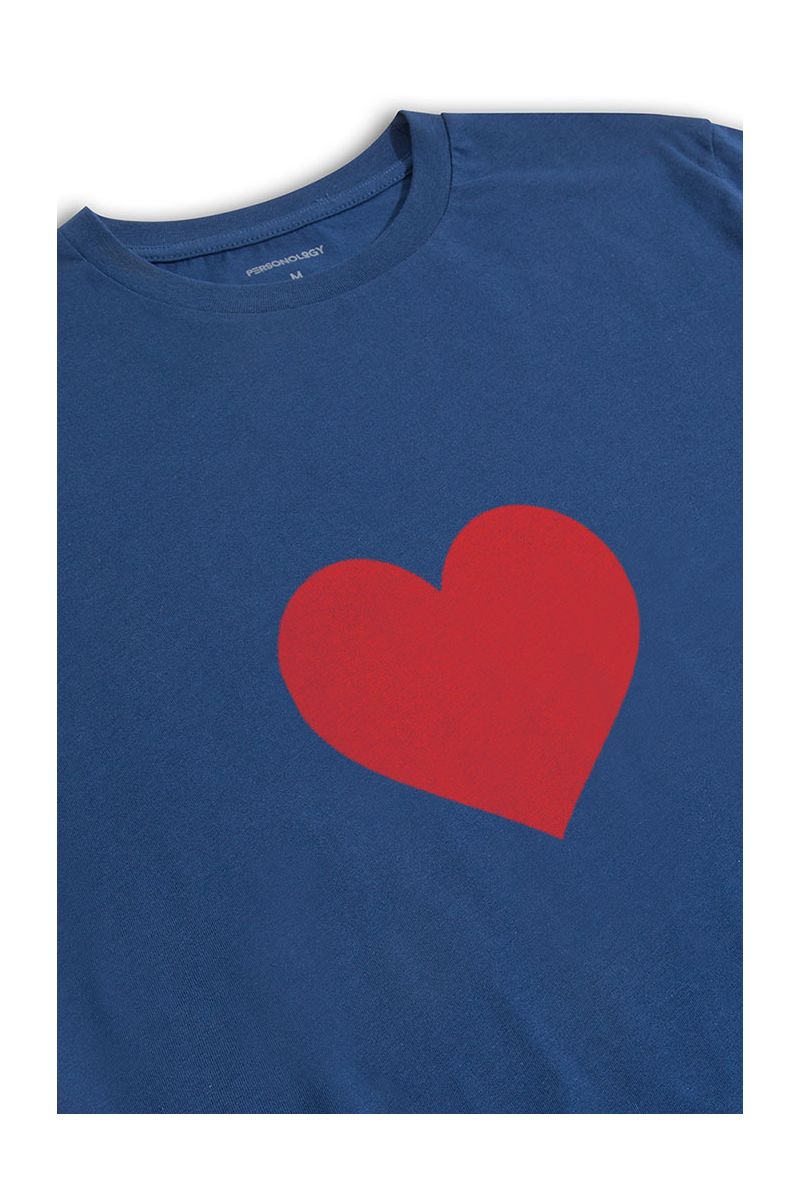 Navy Soft Fabric Make Love Design Short Sleeve Tee