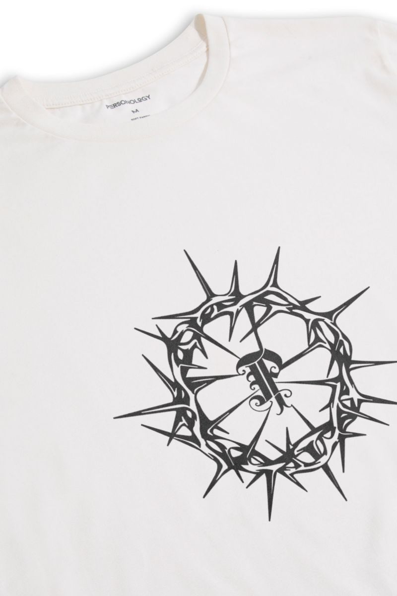 Off White Soft Fabric P Personology P Design Short Sleeve Tee