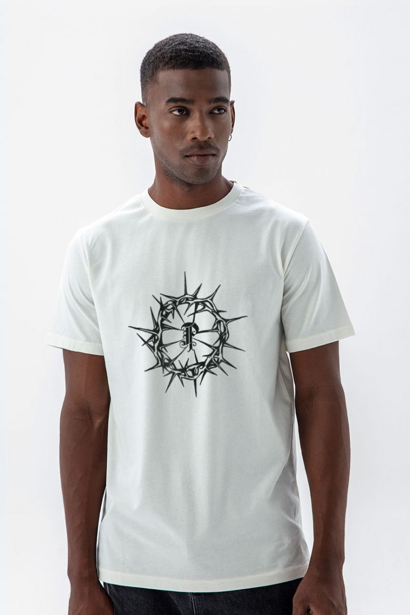 Off White Soft Fabric P Personology P Design Short Sleeve Tee
