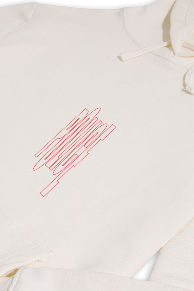 Ecru Premium Cotton Bribed Design Pullover Hoodie