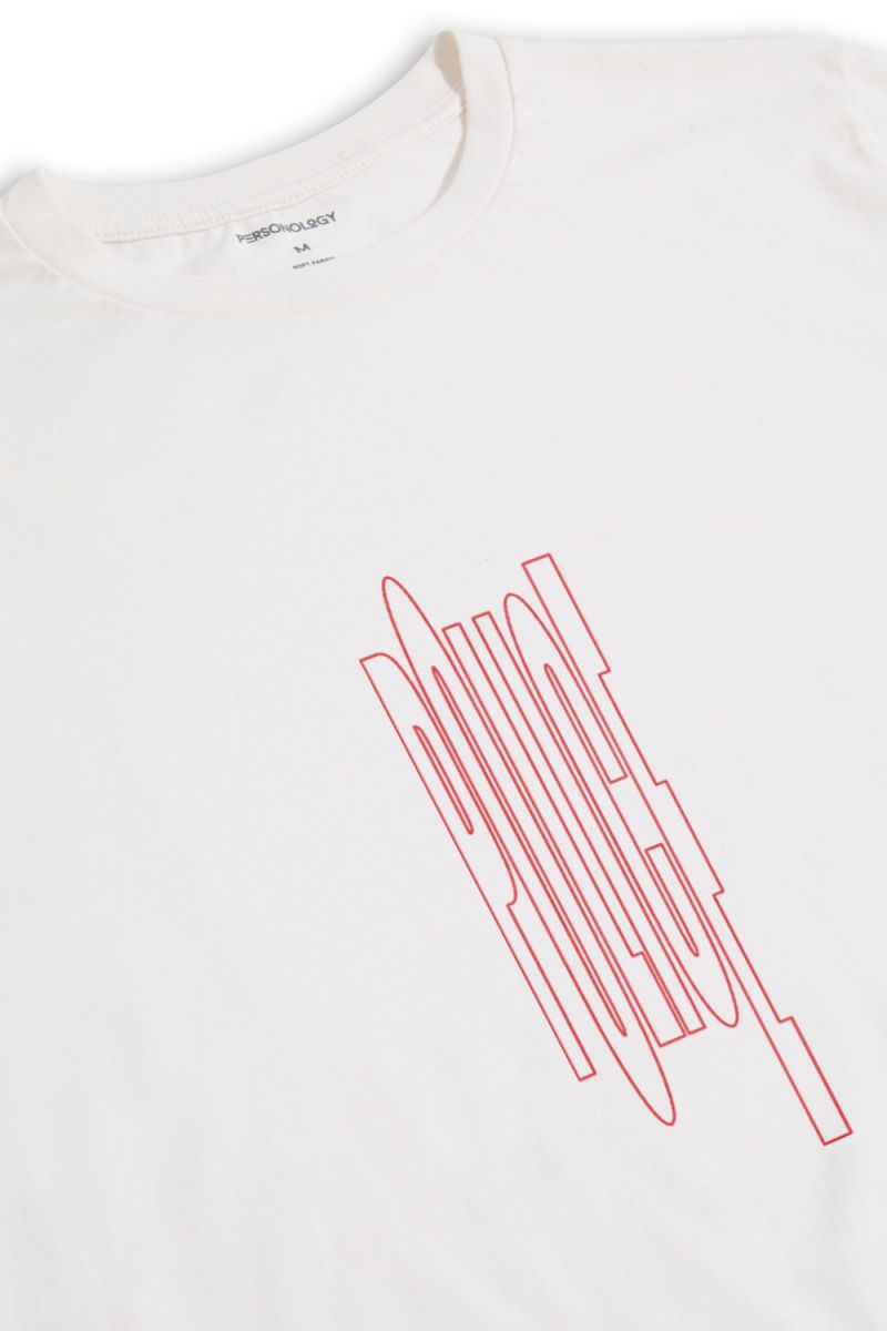 Off White Soft Fabric Bribed Design Short Sleeve Tee