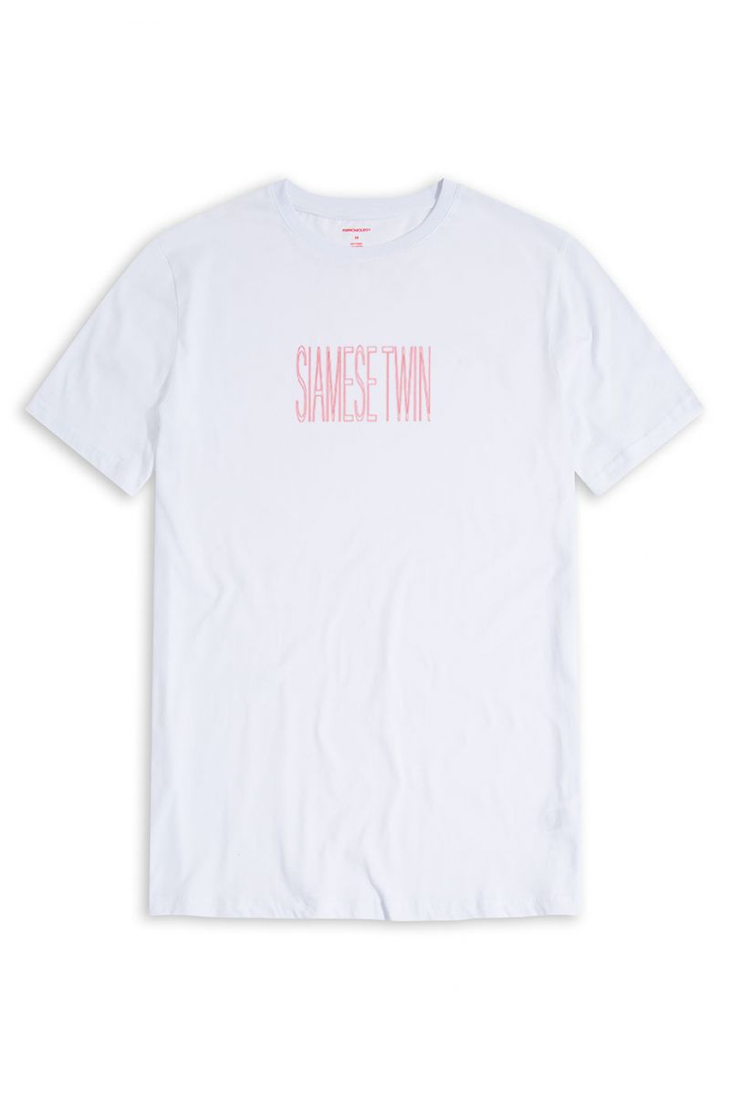 White Soft Fabric Siamese Twin Design Short Sleeve Tee