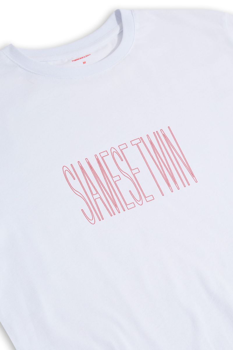 White Soft Fabric Siamese Twin Design Short Sleeve Tee
