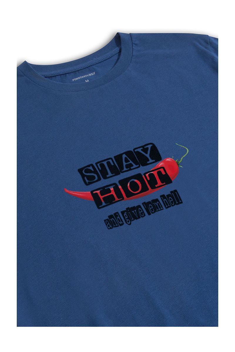Navy Soft Fabric Stay Hot Design Short Sleeve Tee