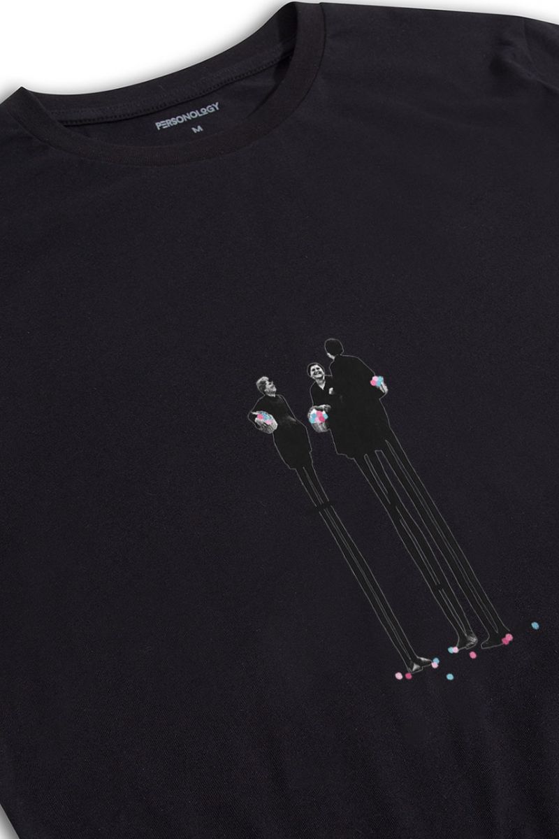 Black Soft Fabric Tall Grannies Design Short Sleeve Tee