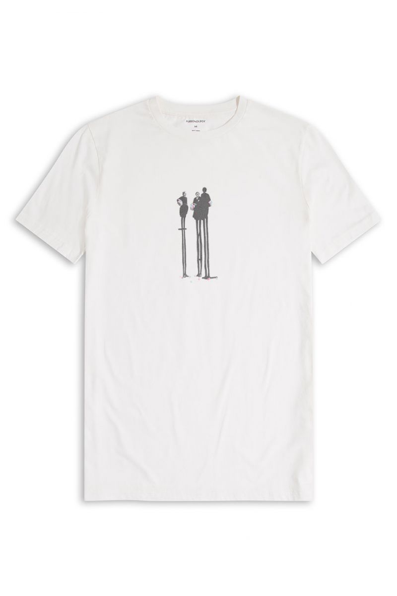 Off White Soft Fabric Tall Grannies Design Short Sleeve Tee
