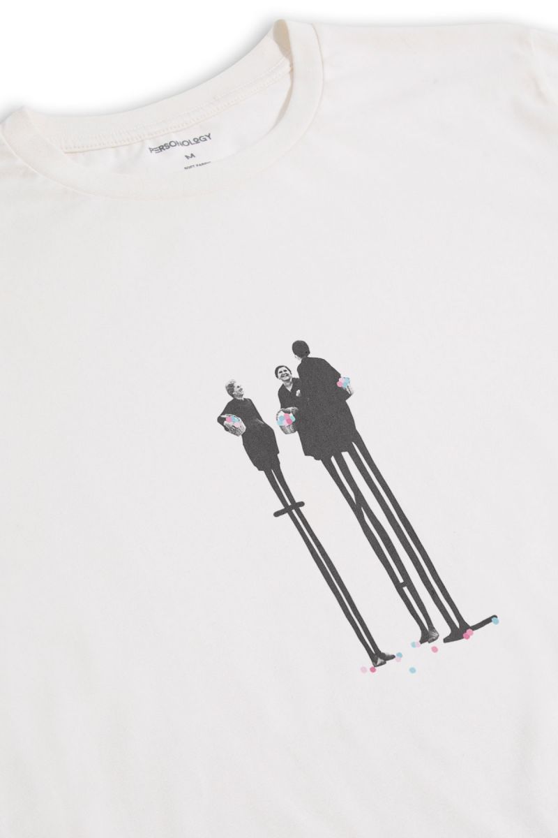 Off White Soft Fabric Tall Grannies Design Short Sleeve Tee