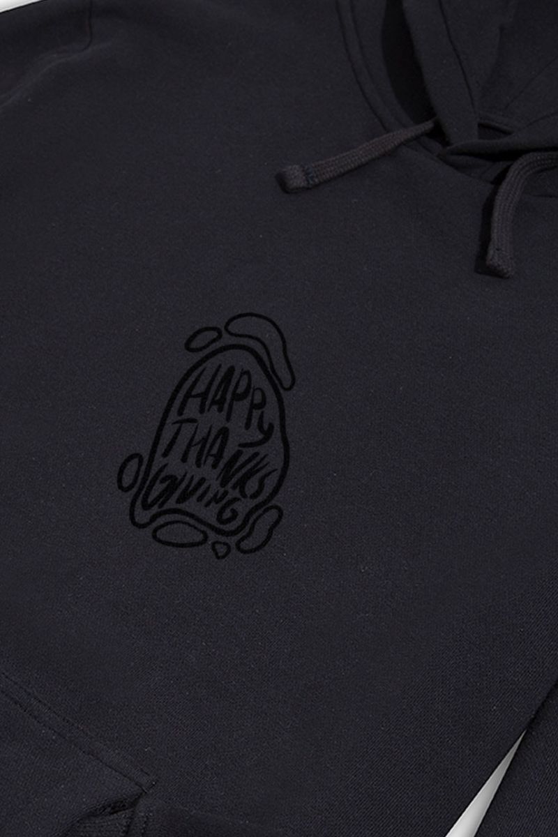 Black Premium Cotton Thanksgiving Design Pullover Hoodie