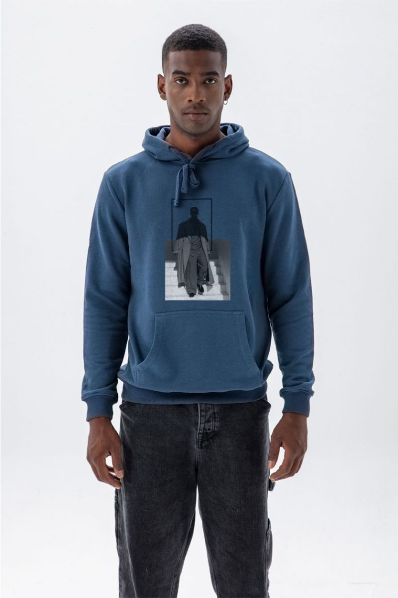 Navy Premium Cotton The Man Design Pullover Hoodie