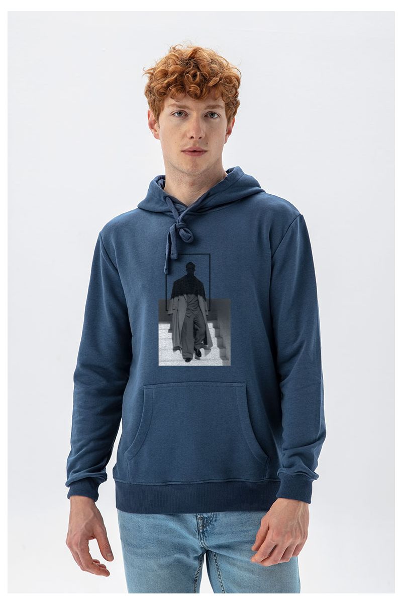 Navy Premium Cotton The Man Design Pullover Hoodie