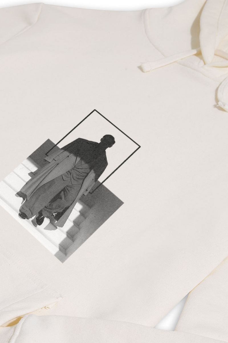 Ecru Premium Cotton The Man Design Pullover Hoodie