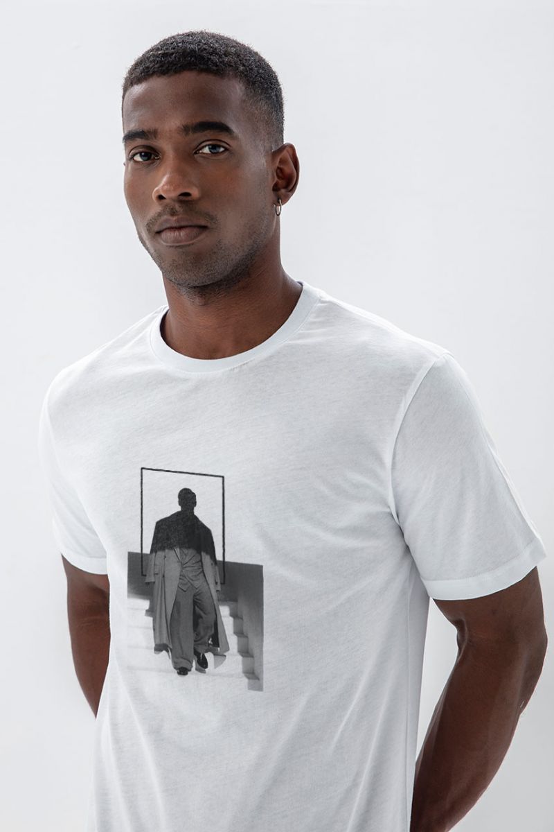 White Soft Fabric The Man Design Short Sleeve Tee