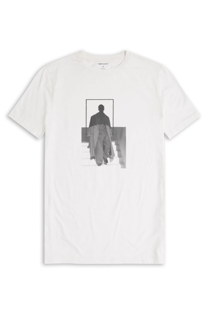 Off White Soft Fabric The Man Design Short Sleeve Tee