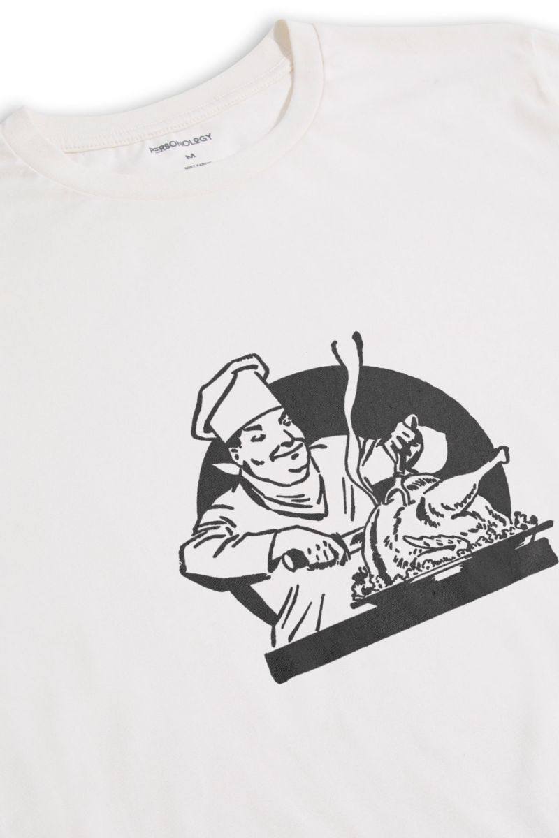 Off White Soft Fabric Thanksgiving Design Short Sleeve Tee