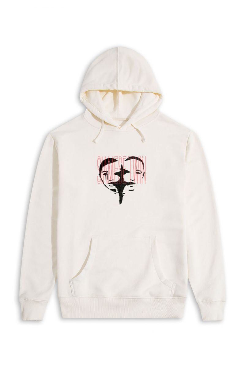 Ecru Premium Cotton Siamese Twin Design Pullover Hoodie