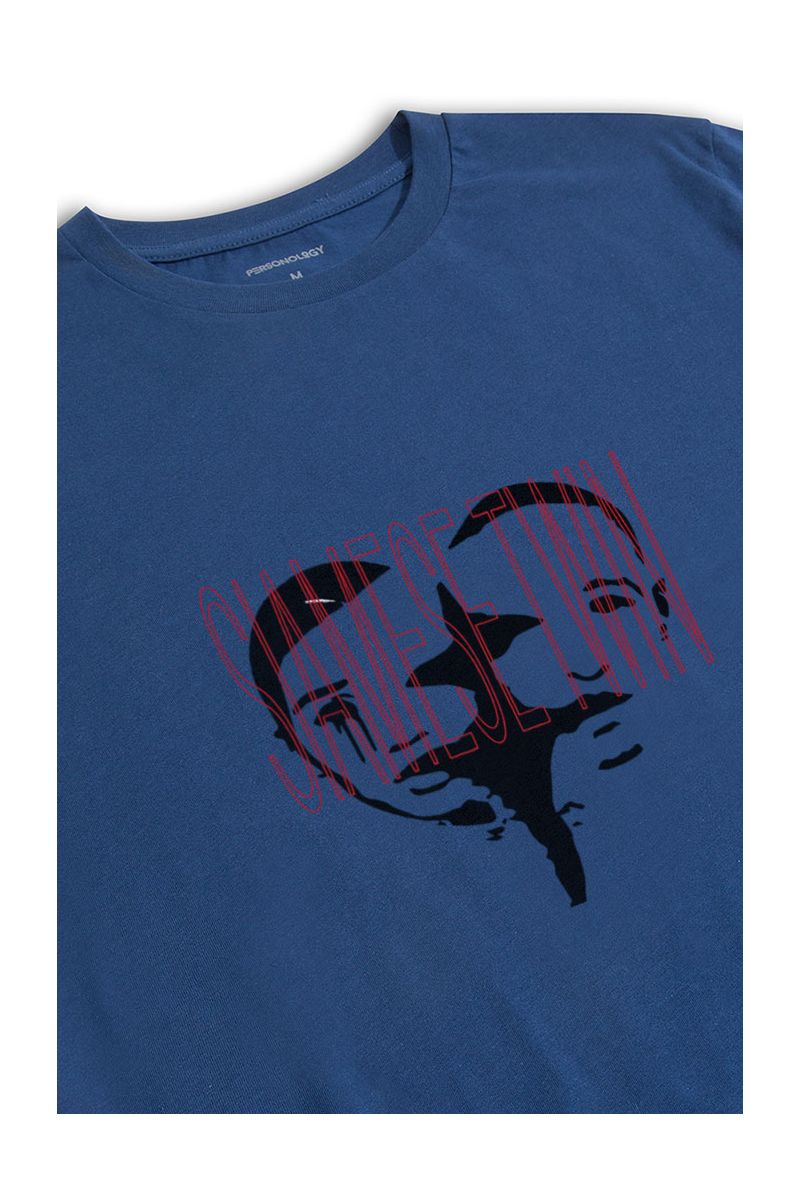 Navy Soft Fabric Siamese Twin Design Short Sleeve Tee
