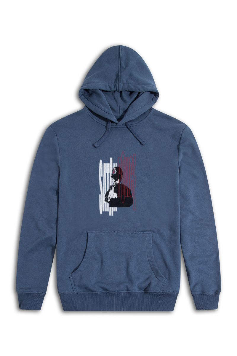 Navy Premium Cotton Bribed Design Pullover Hoodie