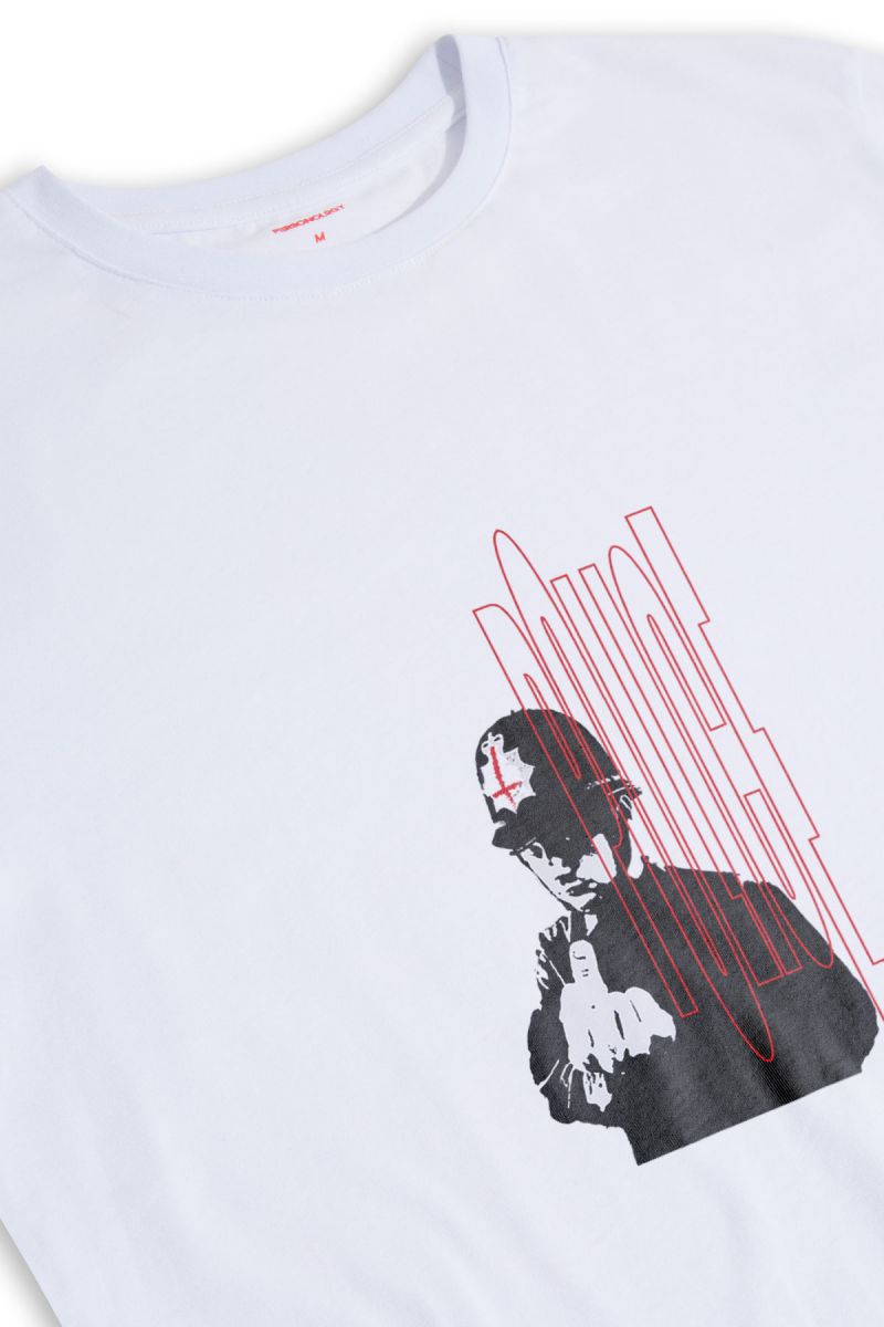 White Soft Fabric Bribed Design Short Sleeve Tee