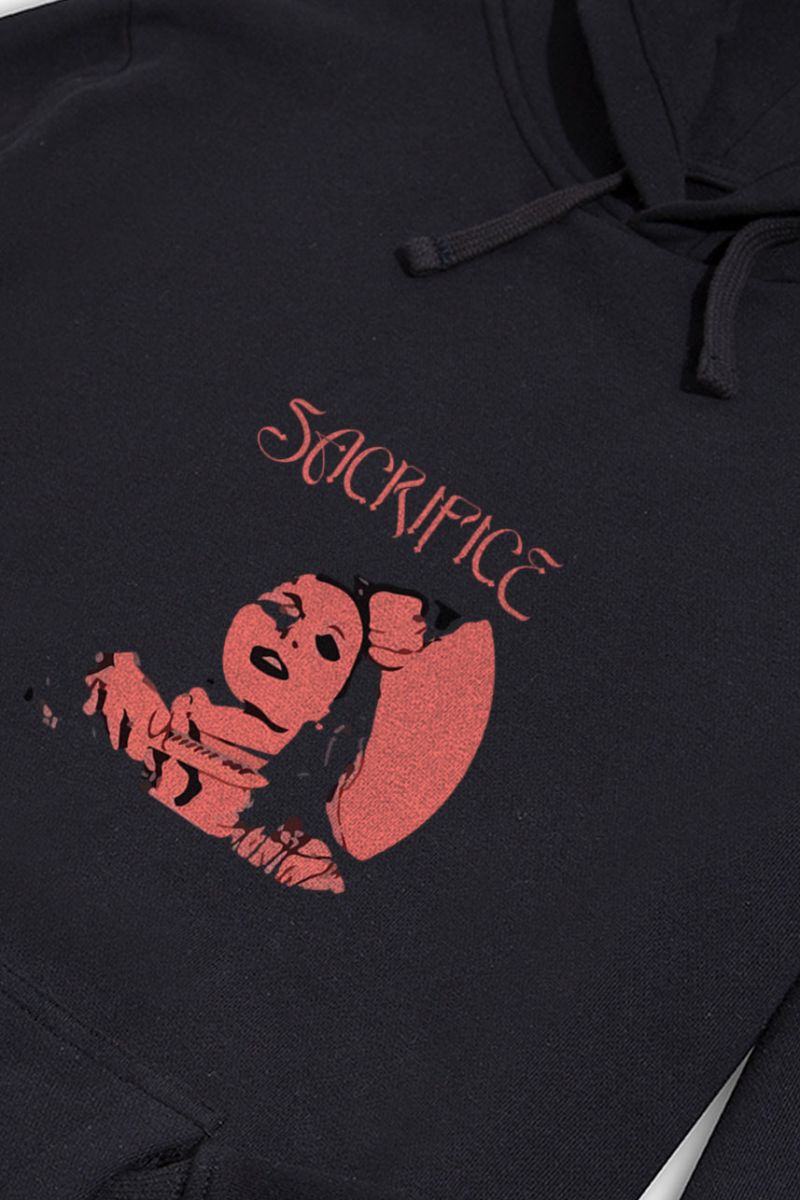 Black Premium Cotton Sacrifice Design Pullover Hoodie