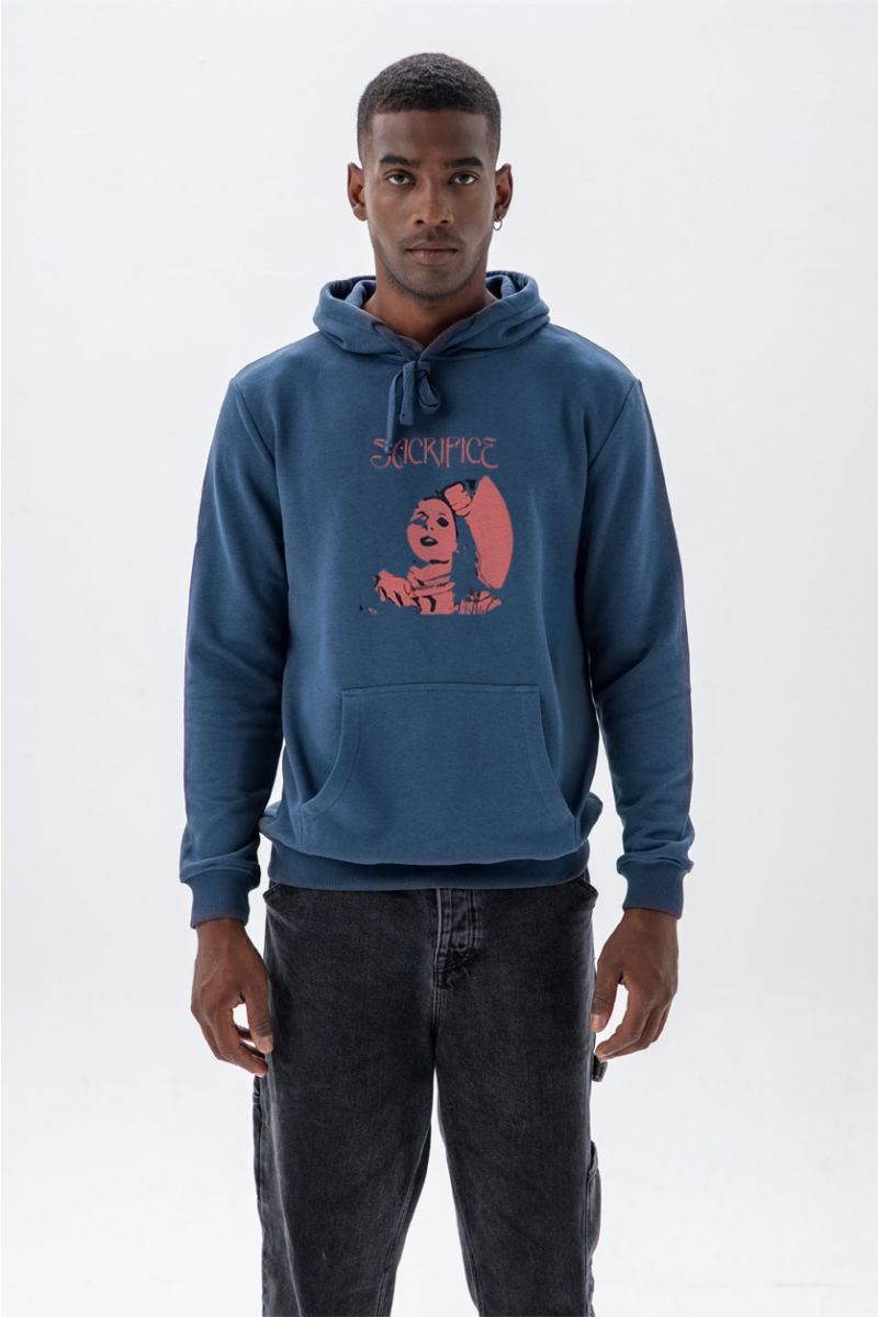 Navy Premium Cotton Sacrifice Design Pullover Hoodie