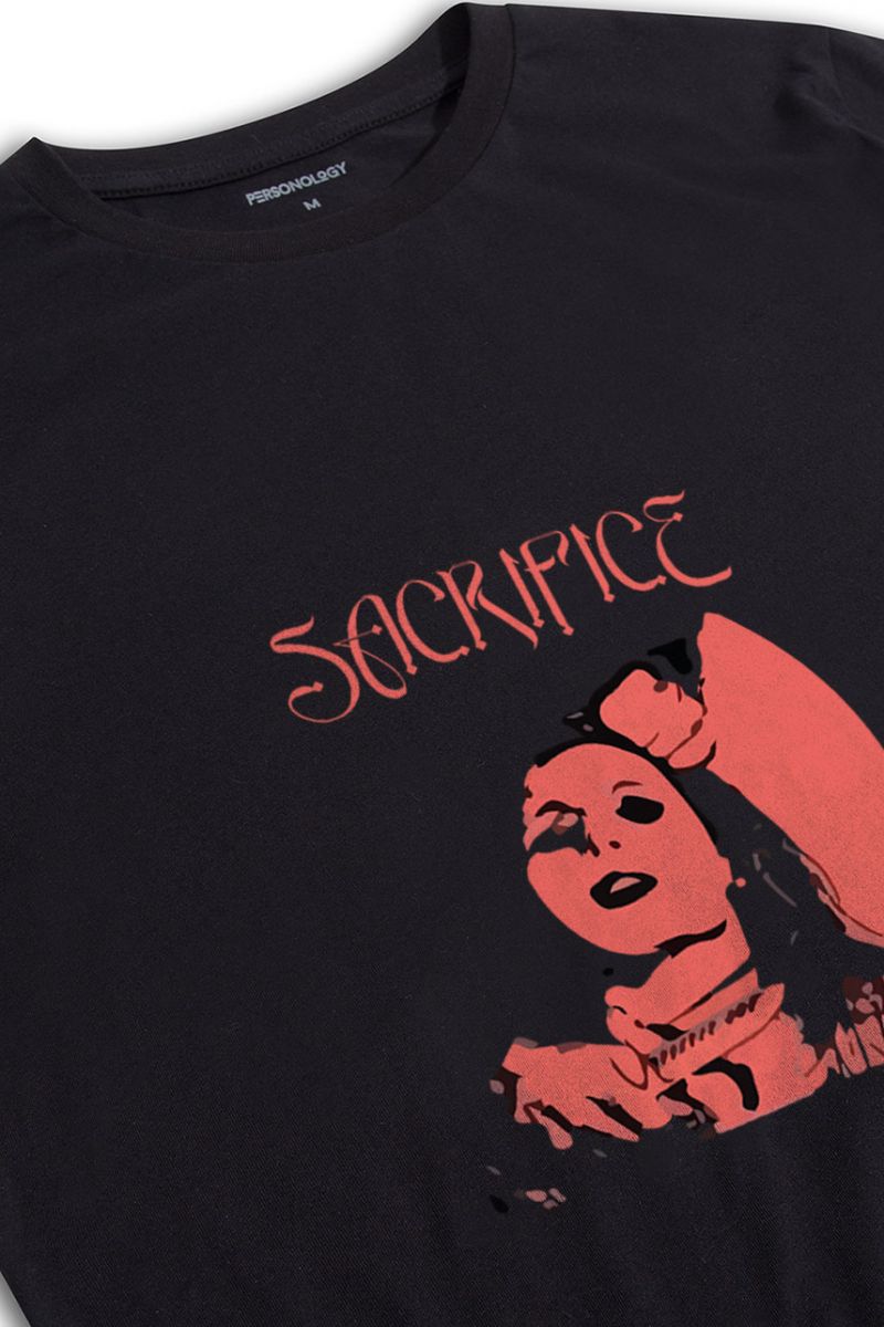 Black Soft Fabric Sacrifice Design Short Sleeve Tee