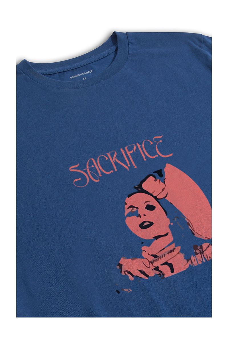 Navy Soft Fabric Sacrifice Design Short Sleeve Tee