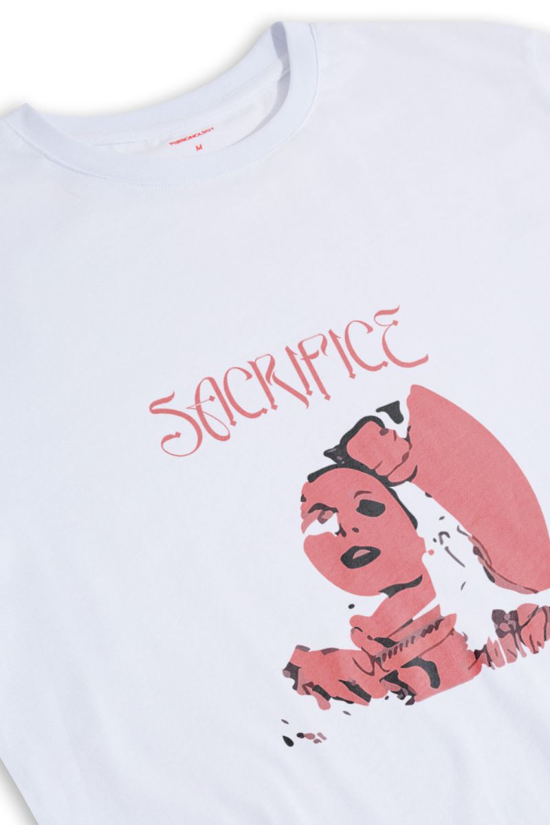 White Soft Fabric Sacrifice Design Short Sleeve Tee