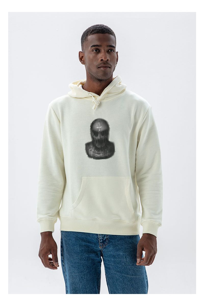 Ecru Premium Cotton Halloween Design Pullover Hoodie