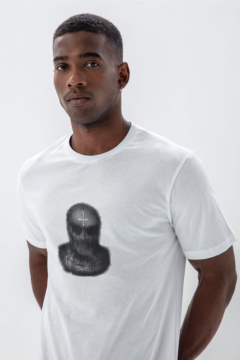 White Soft Fabric Halloween Design Short Sleeve Tee