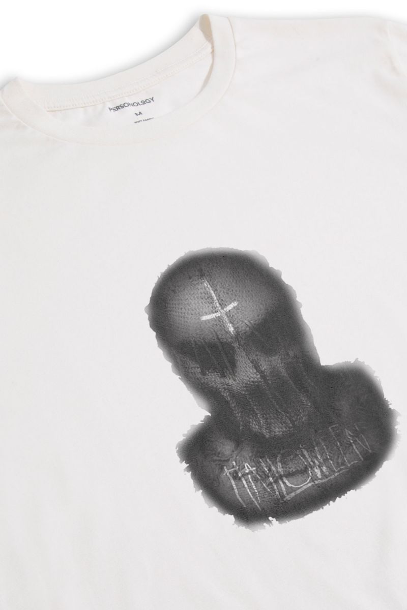 Off White Soft Fabric Halloween Design Short Sleeve Tee