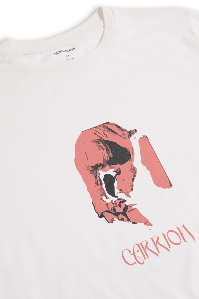 Off White Soft Fabric Sacrifice Design Short Sleeve Tee