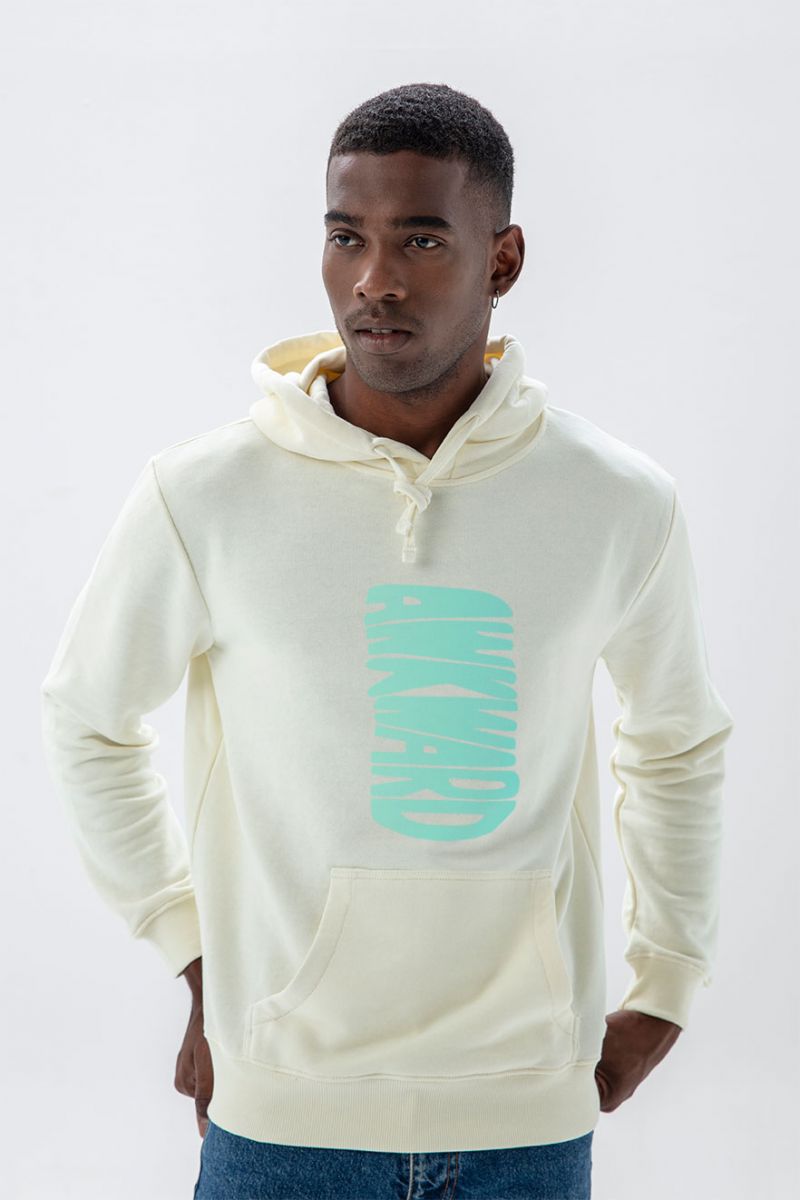 Ecru Premium Cotton Awkward Design Pullover Hoodie