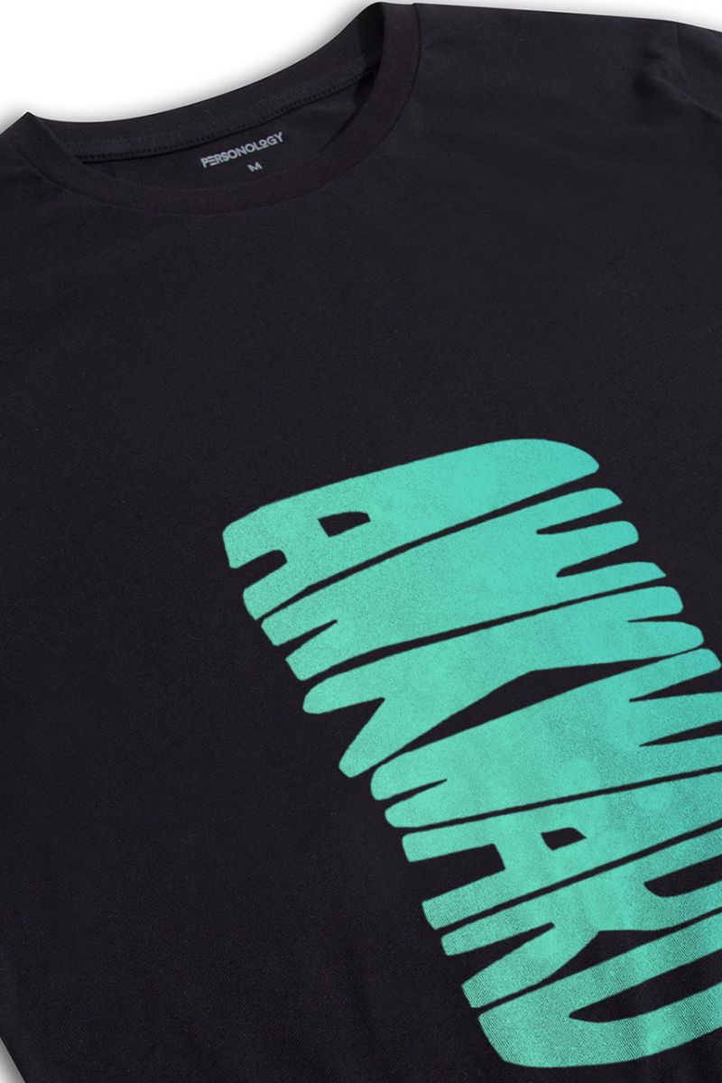 Black Soft Fabric Awkward Design Short Sleeve Tee