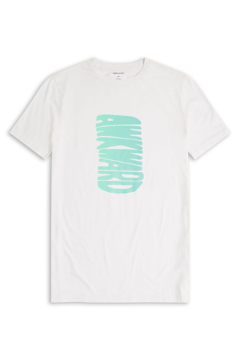 Off White Soft Fabric Awkward Design Short Sleeve Tee