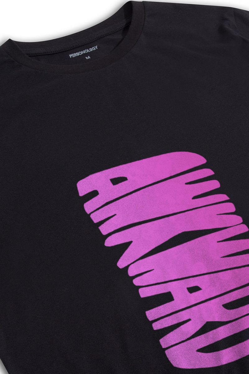 Black Soft Fabric Awkward Design Short Sleeve Tee