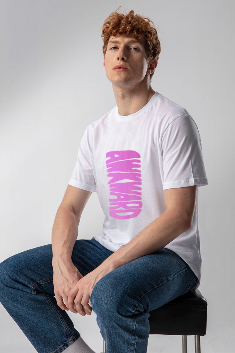 White Soft Fabric Awkward Design Short Sleeve Tee