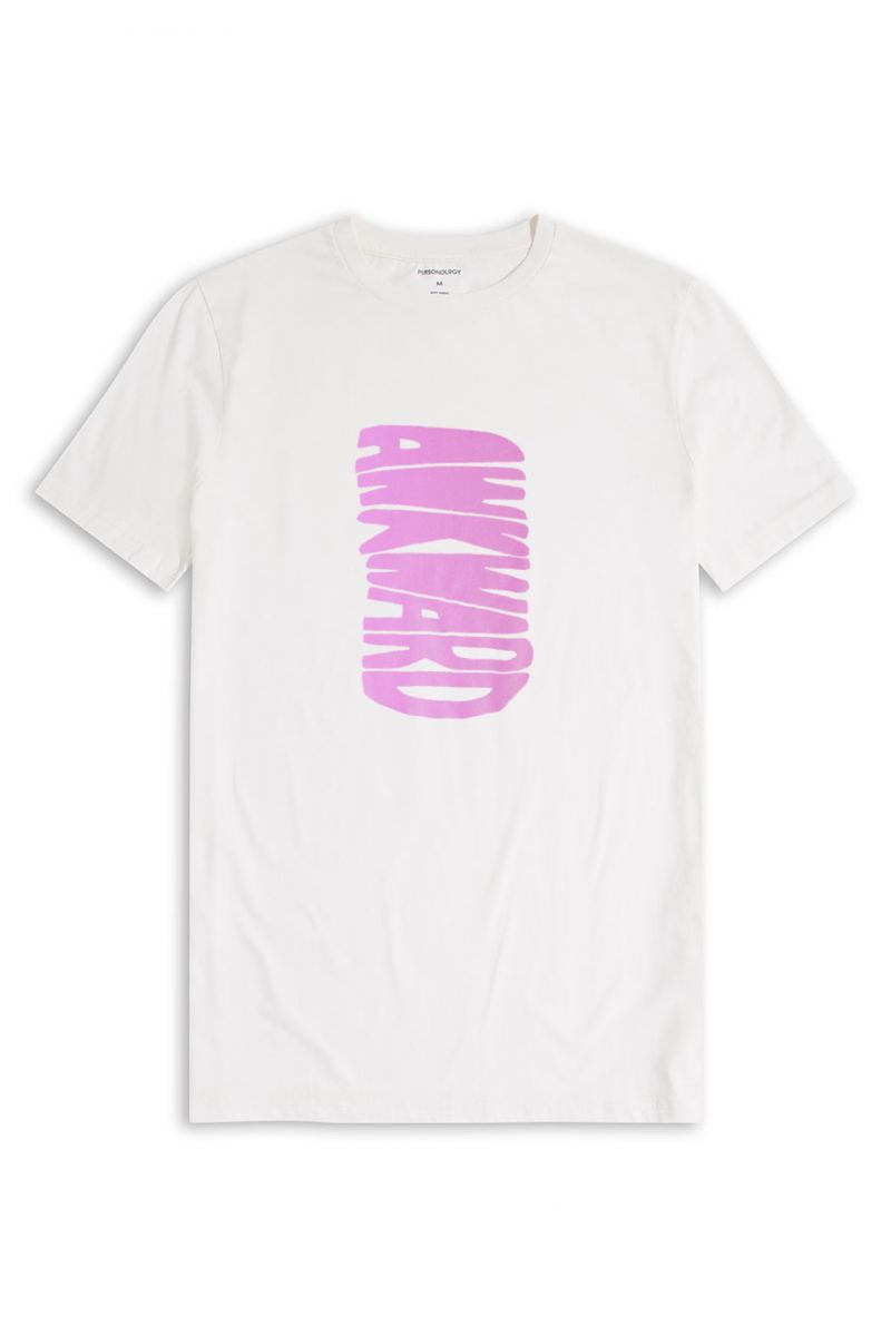 Off White Soft Fabric Awkward Design Short Sleeve Tee