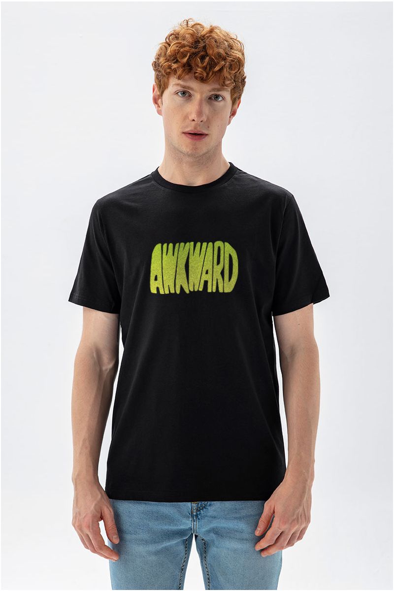 Black Soft Fabric Awkward Design Short Sleeve Tee