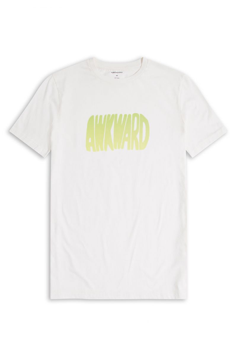 Off White Soft Fabric Awkward Design Short Sleeve Tee