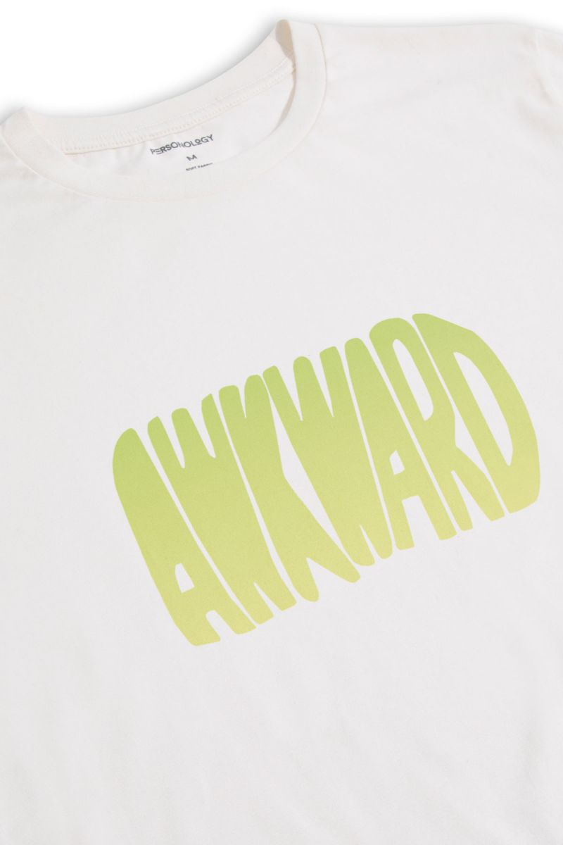 Off White Soft Fabric Awkward Design Short Sleeve Tee