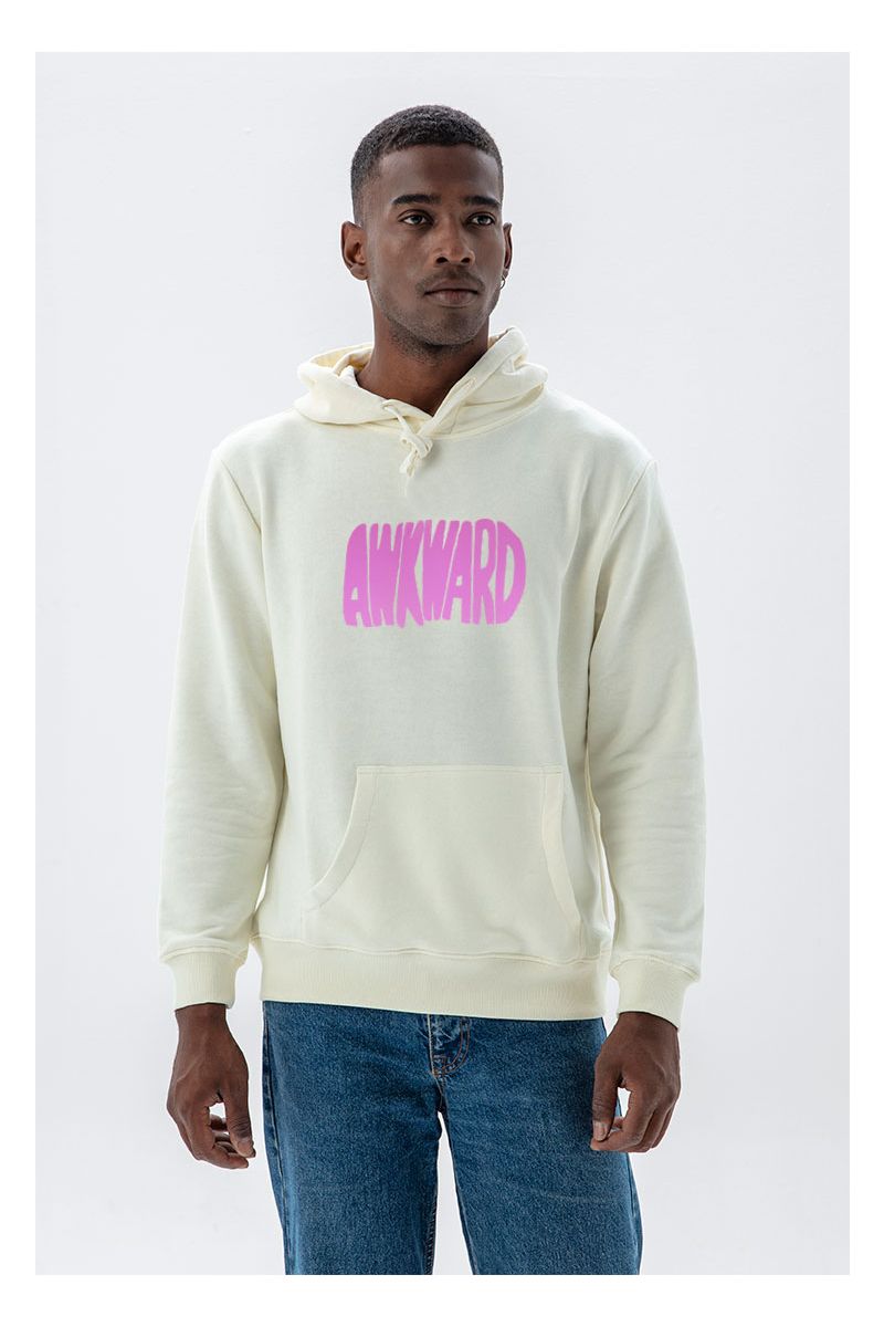 Ecru Premium Cotton Awkward Design Pullover Hoodie