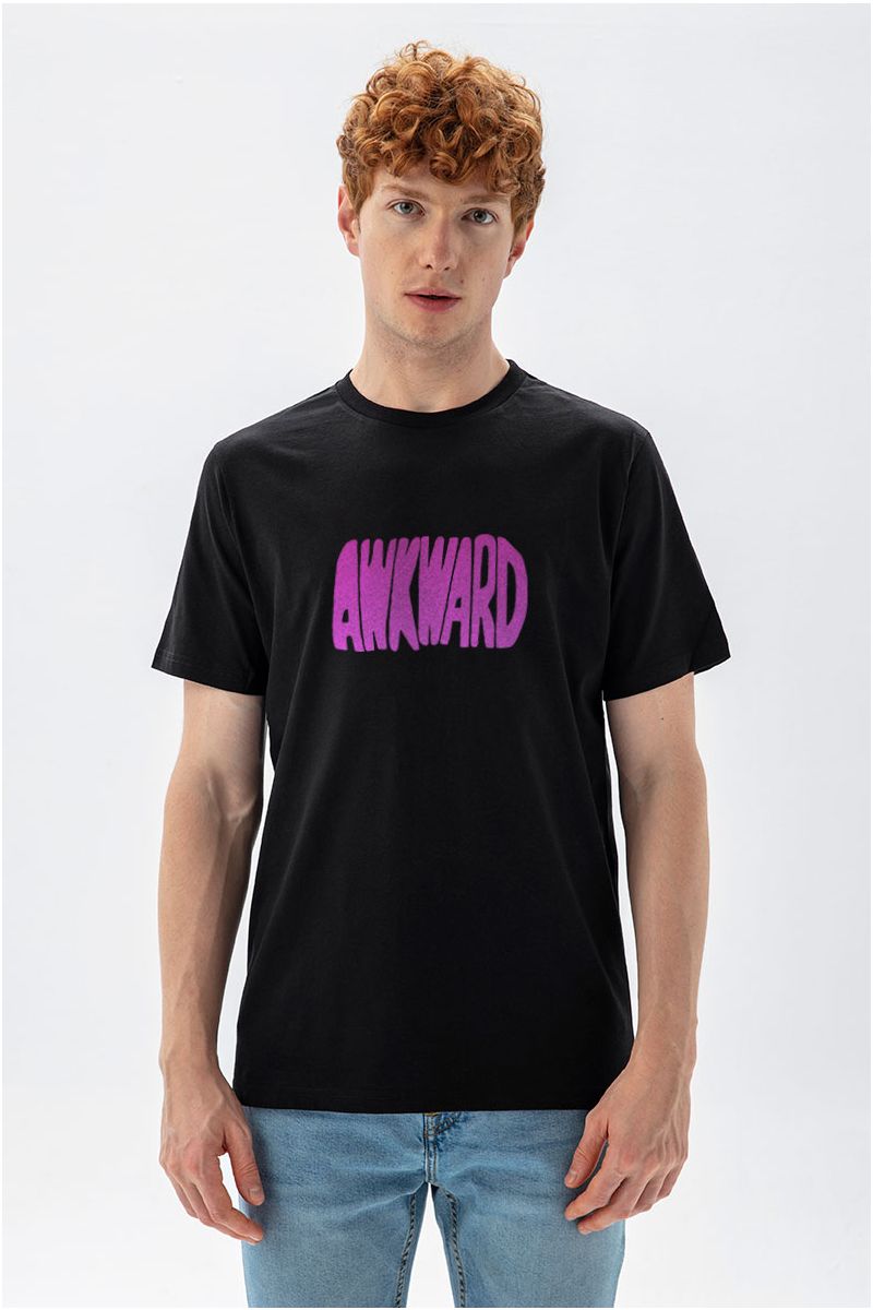 Black Soft Fabric Awkward Design Short Sleeve Tee