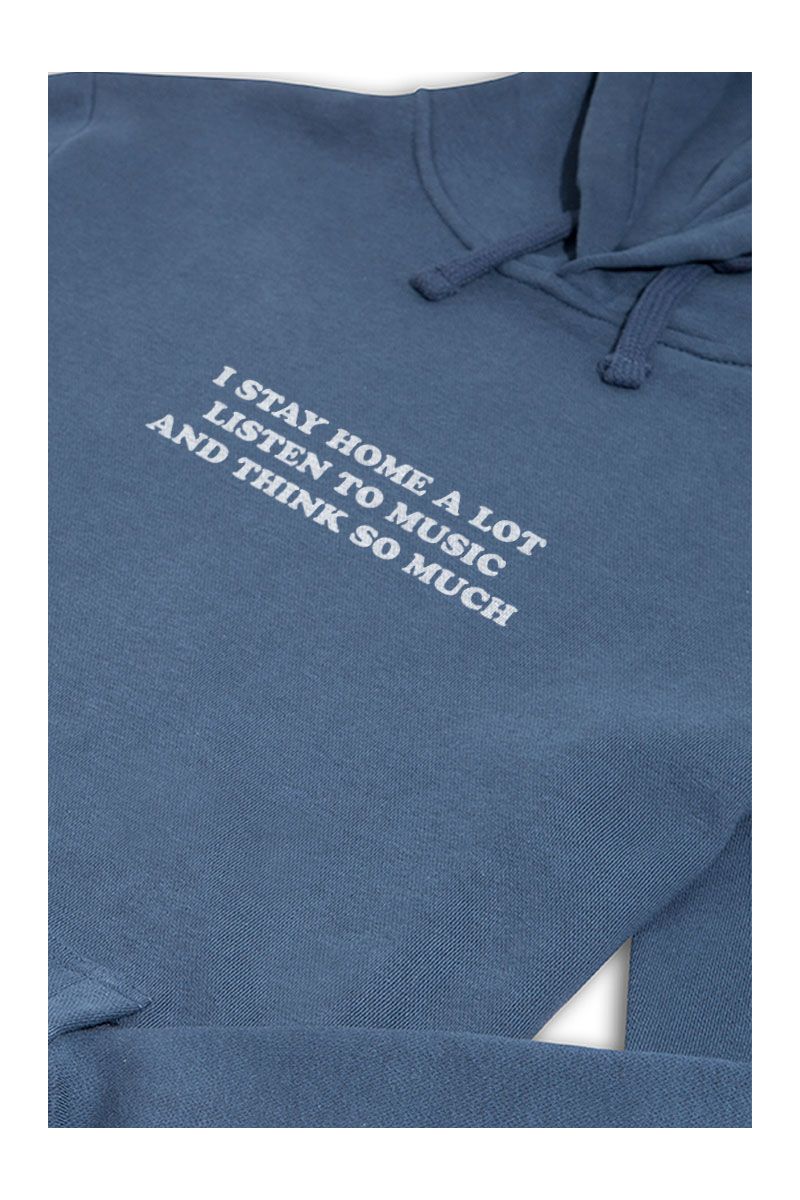 Navy Premium Cotton i stay home a lot listen to music and think so much Design Pullover Hoodie