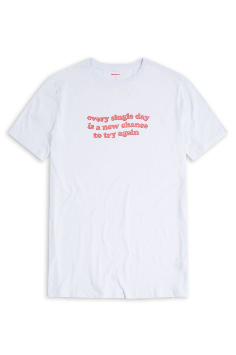 White Soft Fabric every single day is a new chance to try again Design Short Sleeve Tee