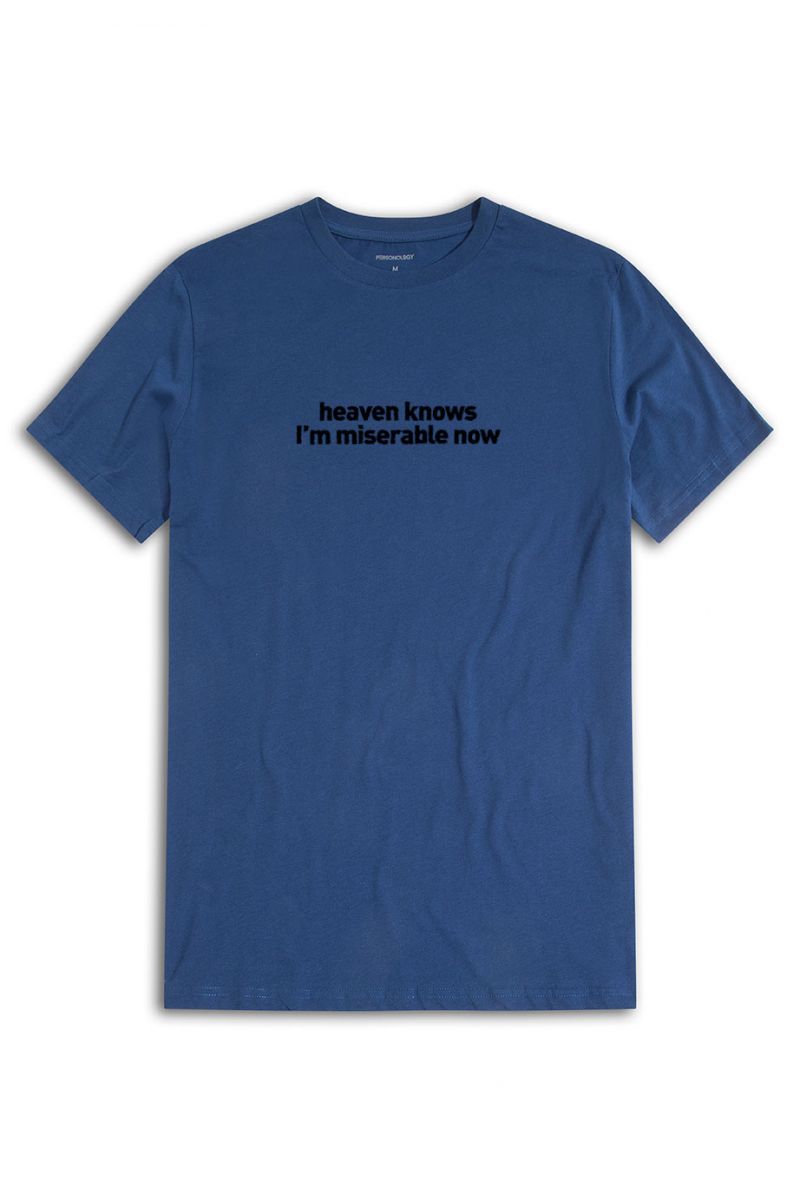 Navy Soft Fabric heaven knows I'm misarable now Design Short Sleeve Tee