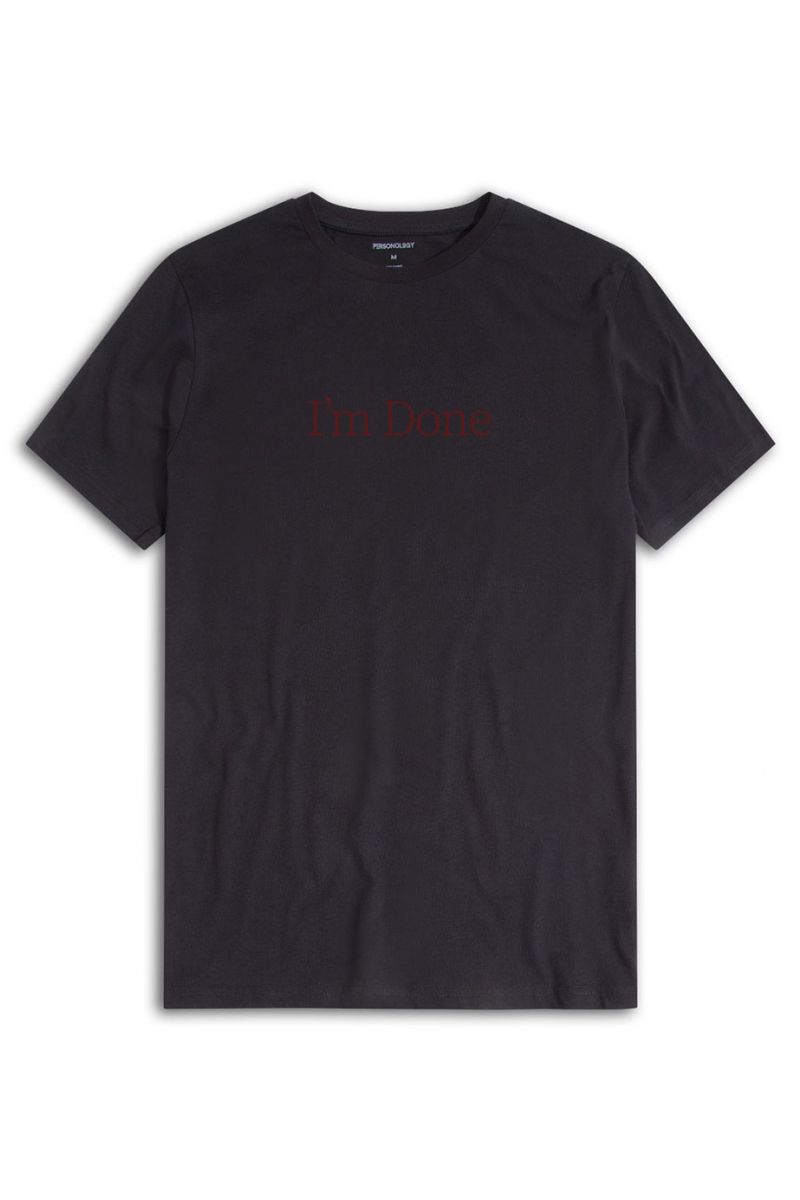 Black Soft Fabric I'm done Design Short Sleeve Tee