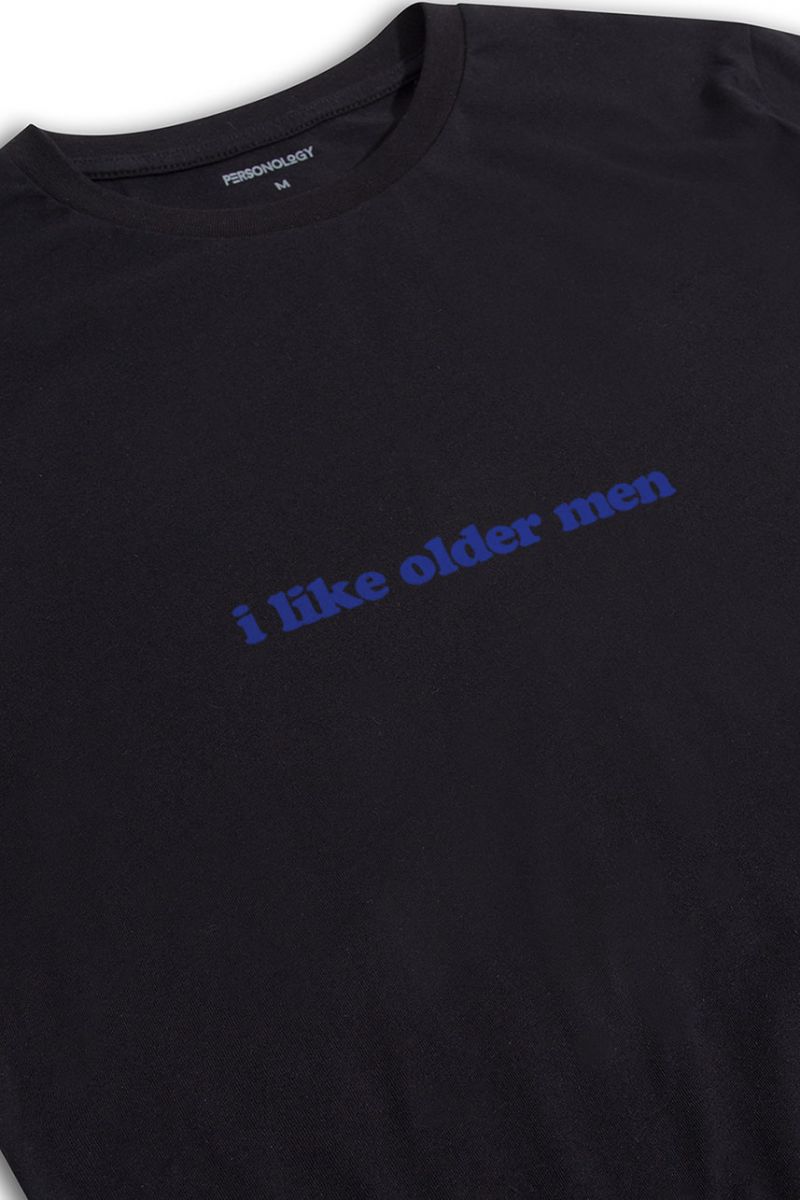 Black Soft Fabric I like older men Design Short Sleeve Tee